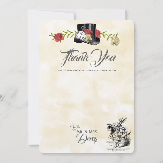 Alice in Wonderland Dank je kaart (Voorkant)