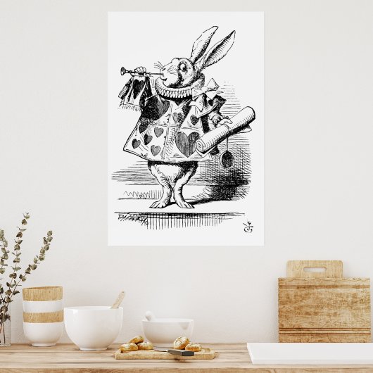Alice in Wonderland - De Herald (wit konijn) Poster (Keuken)