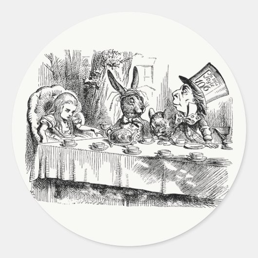 Alice in Wonderland - De Mad Hatter's Tea Party Ronde Sticker (Voorkant)