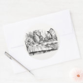 Alice in Wonderland - De Mad Hatter's Tea Party Ronde Sticker (Envelop)