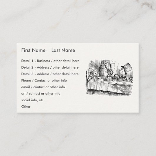 Alice in Wonderland - De Mad Hatter's Tea Party Visitekaartje (Voorkant)