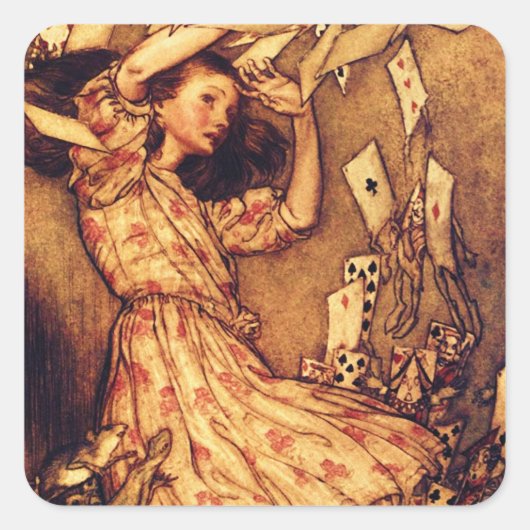  Alice in Wonderland Deck of Cards Vierkante Sticker (Voorkant)