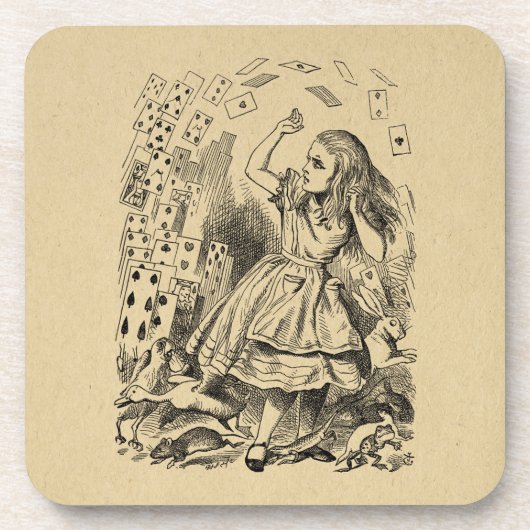 Alice in Wonderland die kaarten speelt Art Bier Onderzetter (Voorkant)