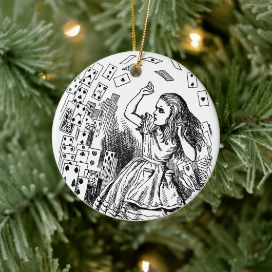 Alice in Wonderland, die kaarten speelt Keramisch Ornament (Boom)