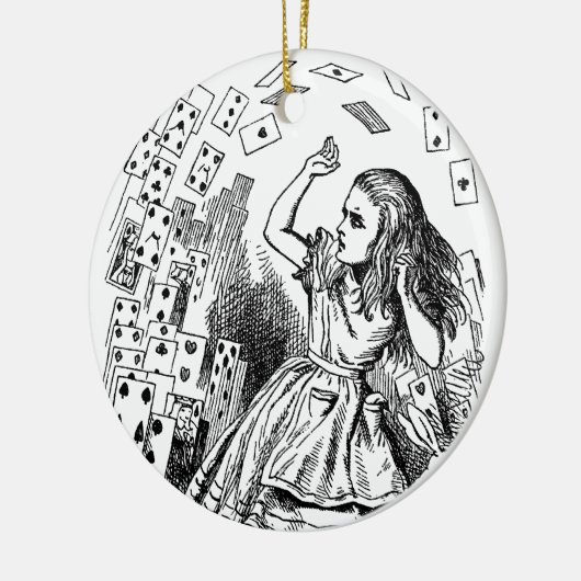 Alice in Wonderland, die kaarten speelt Keramisch Ornament (Links)