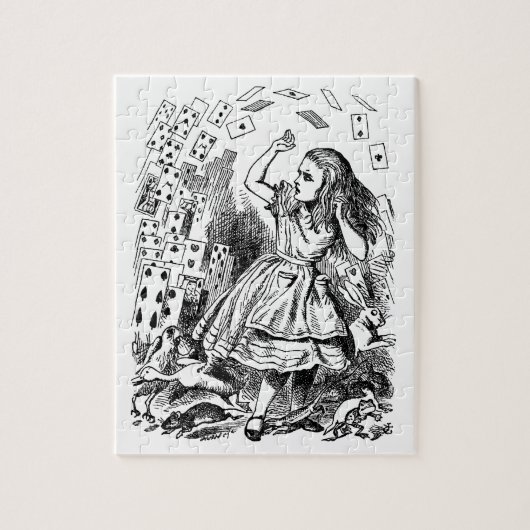 Alice in Wonderland, die kaarten speelt Legpuzzel (Verticaal)