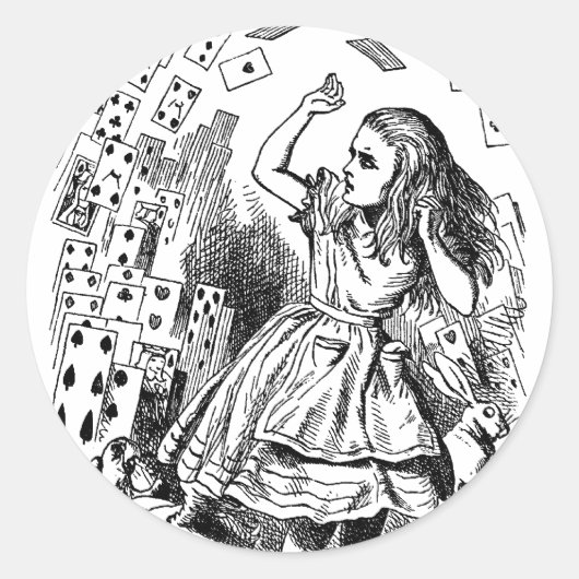  Alice in Wonderland, die kaarten speelt Ronde Sticker (Voorkant)