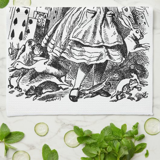 Alice in Wonderland, die kaarten speelt Theedoek (Gevouwen)