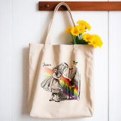 Alice in Wonderland die Rainbows achtervolgt Tote Bag