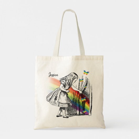 Alice in Wonderland die Rainbows achtervolgt Tote Bag (Achterkant)