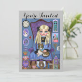 Alice in Wonderland Dinah Cat Verjaardag Uitnodigi Kaart (Staand voorkant)