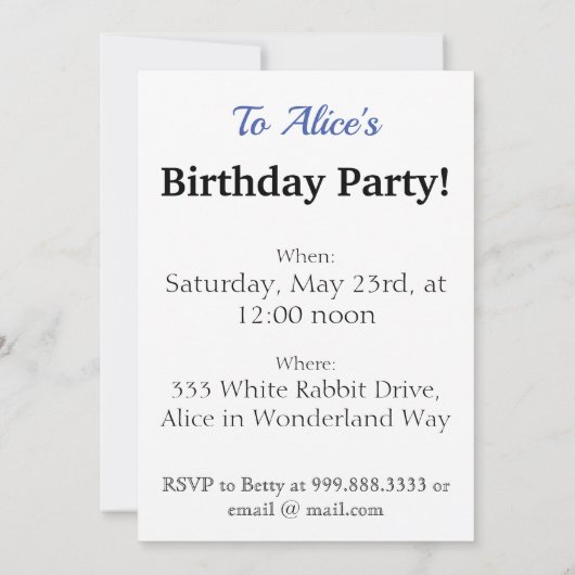 Alice in Wonderland Dinah Cat Verjaardag Uitnodigi Kaart (Achterkant)