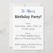 Alice in Wonderland Dinah Kat Verjaardagsuitnodigi Kaart (Achterkant)