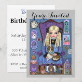 Alice in Wonderland Dinah Kat Verjaardagsuitnodigi Kaart (Voorkant / Achterkant)