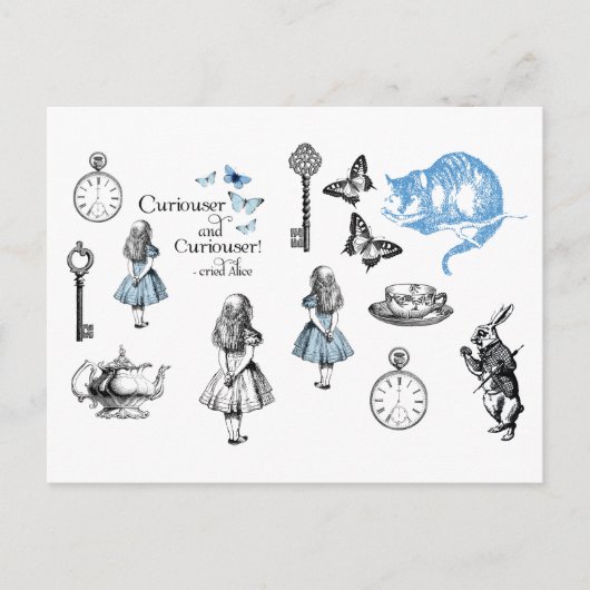 Alice in Wonderland  Dingen Briefkaart (Voorkant)