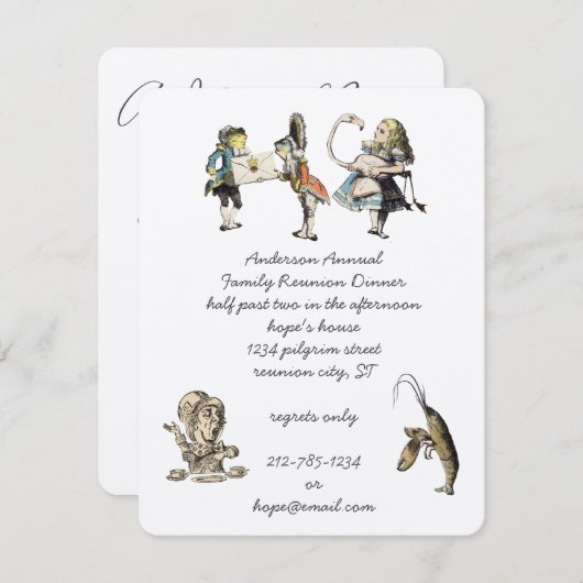 Alice in Wonderland Dinner Party Kaart (Voorkant / Achterkant)