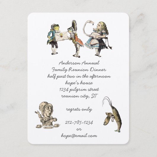 Alice in Wonderland Dinner Party Kaart (Voorkant)