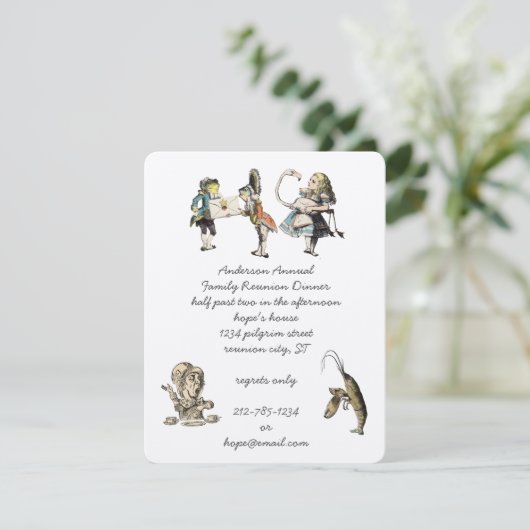 Alice in Wonderland Dinner Party Kaart (Staand voorkant)