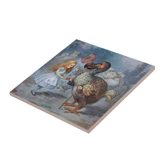 Alice in Wonderland Dodo Art Tile of Trivet Tegeltje (Zijkant)
