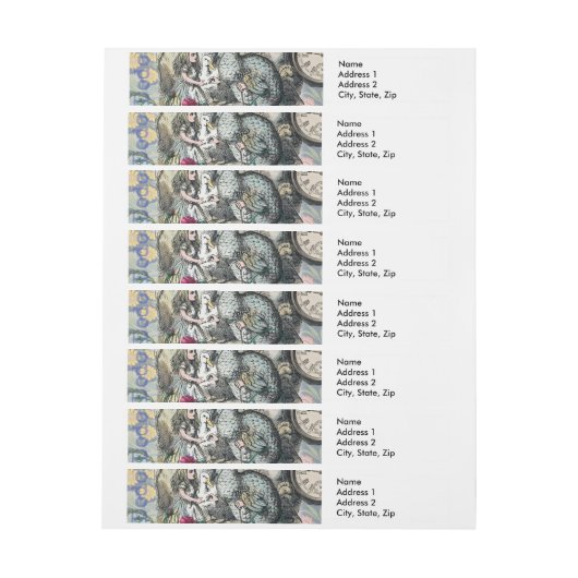 Alice in Wonderland Dodo Classic Artwork Omwikkelbaar Adreslabel (Vel)