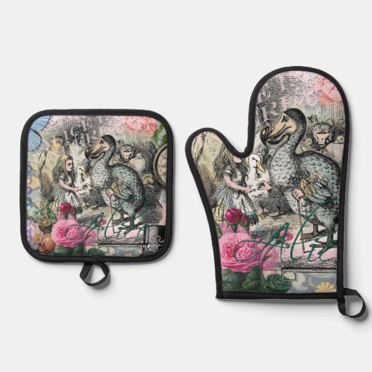 Alice in Wonderland Dodo Classic Artwork Ovenwant & Pannenlap Set (Voorkant)