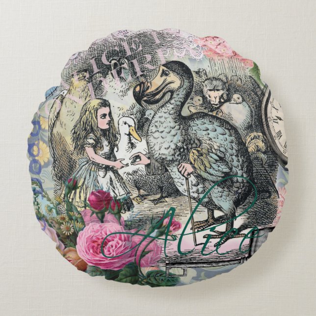 Alice in Wonderland Dodo Classic Artwork Rond Kussen (Voorkant)