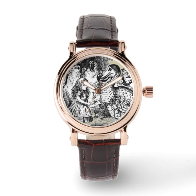 Alice (in Wonderland) dodo lederen band horloge (Voorkant)