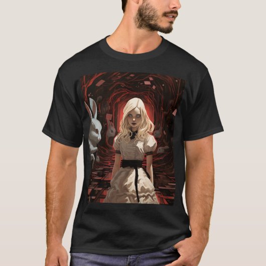 Alice in Wonderland Donker Surrealistisch T-shirt (Voorkant)