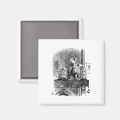 Alice in Wonderland door het kijkglas Magneet (Voorkant / Achterkant)