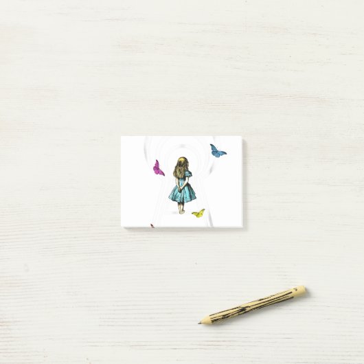Alice in Wonderland door het sleutelgat Post-it® Notes (Op bureau)