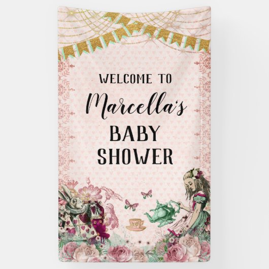 Alice in Wonderland Douche Blush & Mint Spandoek (Verticaal)