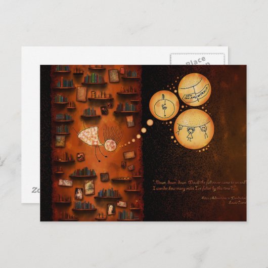 Alice in Wonderland-Down The Rabbit-Hole Briefkaart (Voorkant / Achterkant)