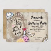 Alice in Wonderland Down the Rabbit Hole Party Kaart (Voorkant / Achterkant)