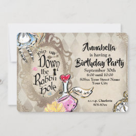 Alice in Wonderland Down the Rabbit Hole Party Kaart