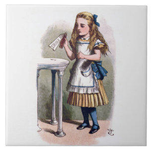 Alice in Wonderland Drink me Art Tile of Trivet Tegeltje