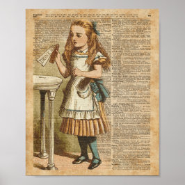Alice in Wonderland Drink me  boekpagina kunst Poster