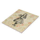 Alice in Wonderland Drink me Illustratie Floral Tegeltje (Zijkant)