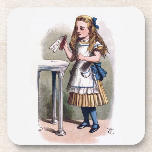 Alice in Wonderland Drink me kurk Onderzetter set (Voorkant)