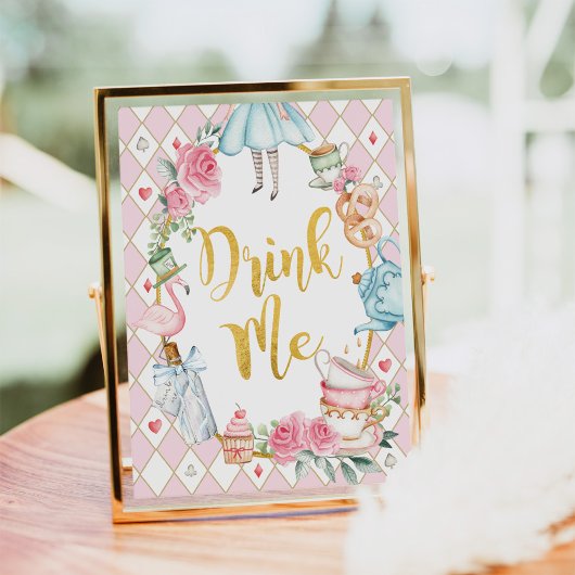 Alice in Wonderland DRINK ME Party Sign Poster