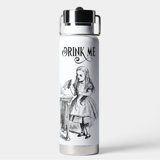 Alice in Wonderland Drink Me Zwart-wit Waterfles (Achterkant)