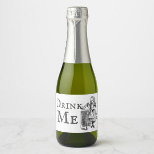 Alice in Wonderland Drink mij partij ten gunste v Sparkling Wijnetiket