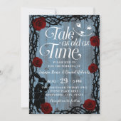 Alice in Wonderland Dusty Blue Fairytale Wedding Kaart (Voorkant)