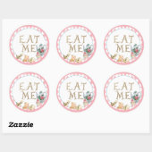 Alice in Wonderland Eat me Circle Sticker Birthday (Vel)