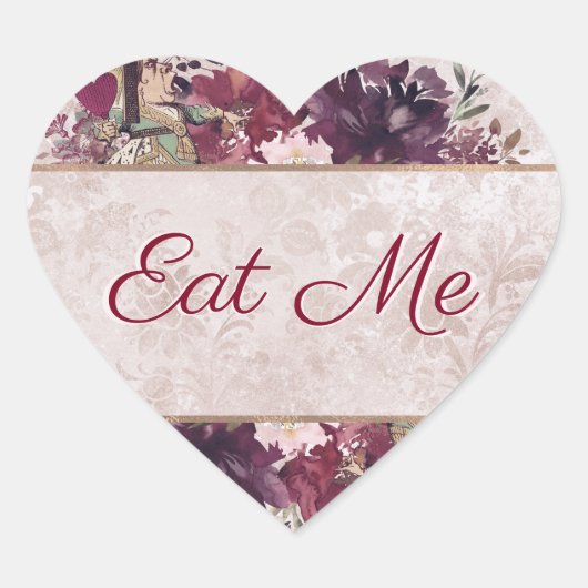 Alice in Wonderland Eat Me Tea Party Favor Hart Sticker (Voorkant)