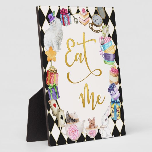 Alice in Wonderland Eet me, Eten Tafel Teken Fotoplaat (Zijkant)