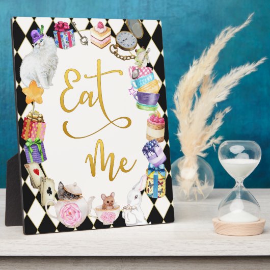 Alice in Wonderland Eet me, Eten Tafel Teken Fotoplaat (Zijkant)