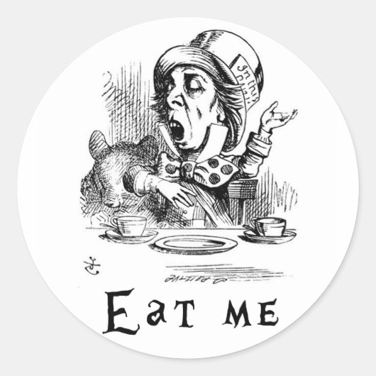 Alice in Wonderland - Eet me op Ronde Sticker (Voorkant)