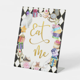 Alice in Wonderland Eet me standalone voedsel teke Reclamebord Met Voetstuk