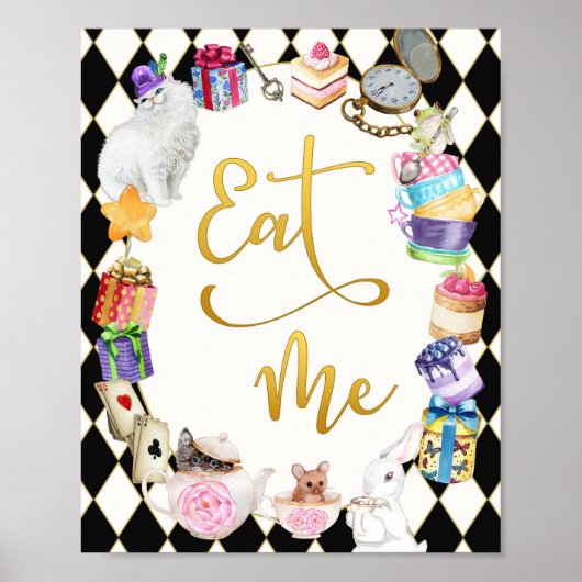 Alice in Wonderland Eet me Tafelbord Poster (Voorkant)