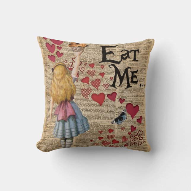 Alice in Wonderland Eet Mij Muffin Kussen (Voorkant)